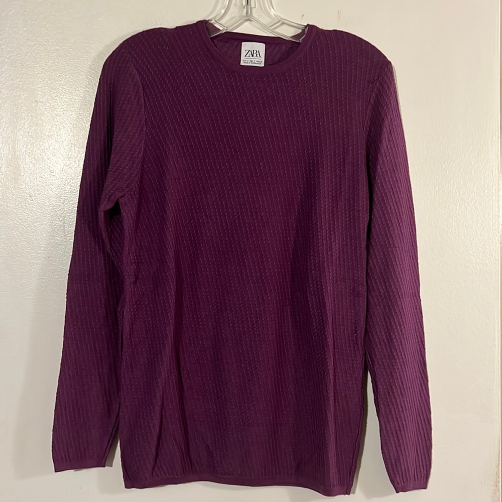 Zara lightweight purple crew neck sweater
